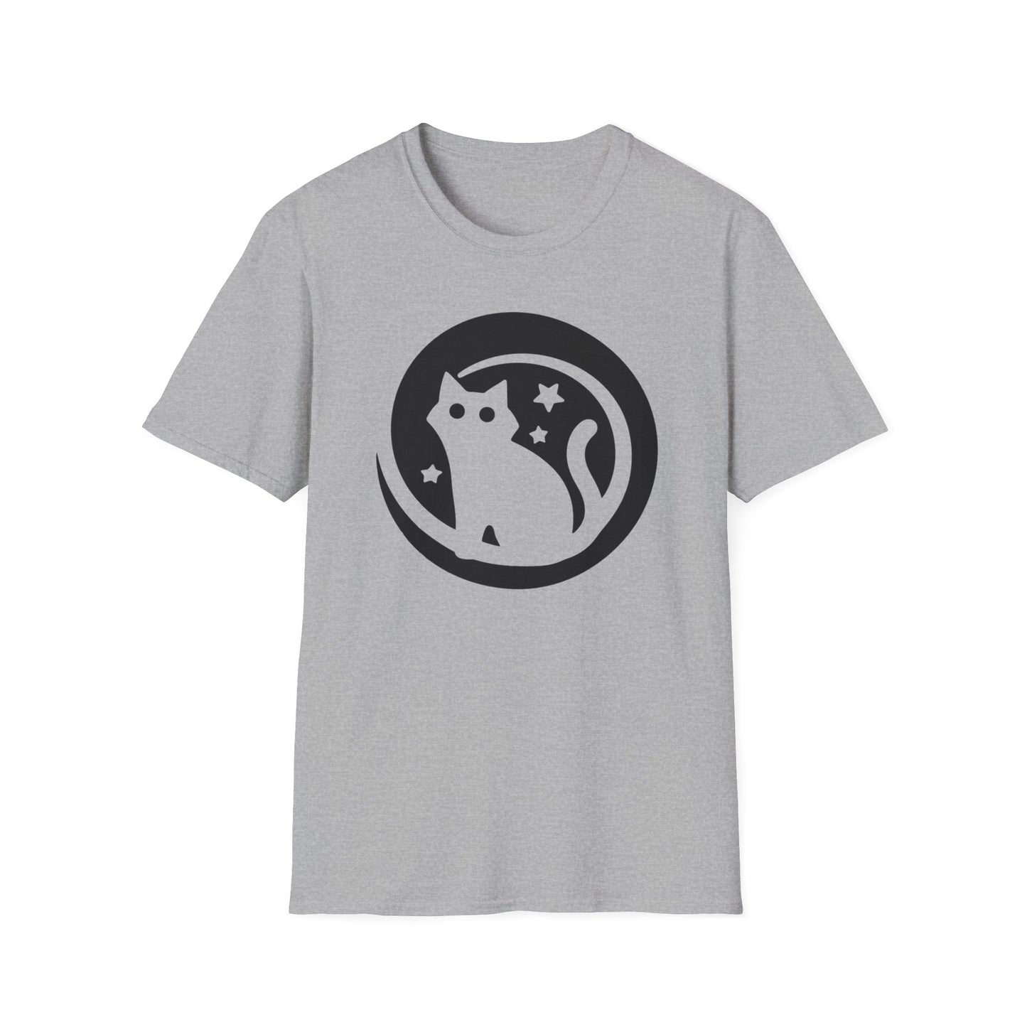 Minimalist Black Cat Moon Badge T-Shirt