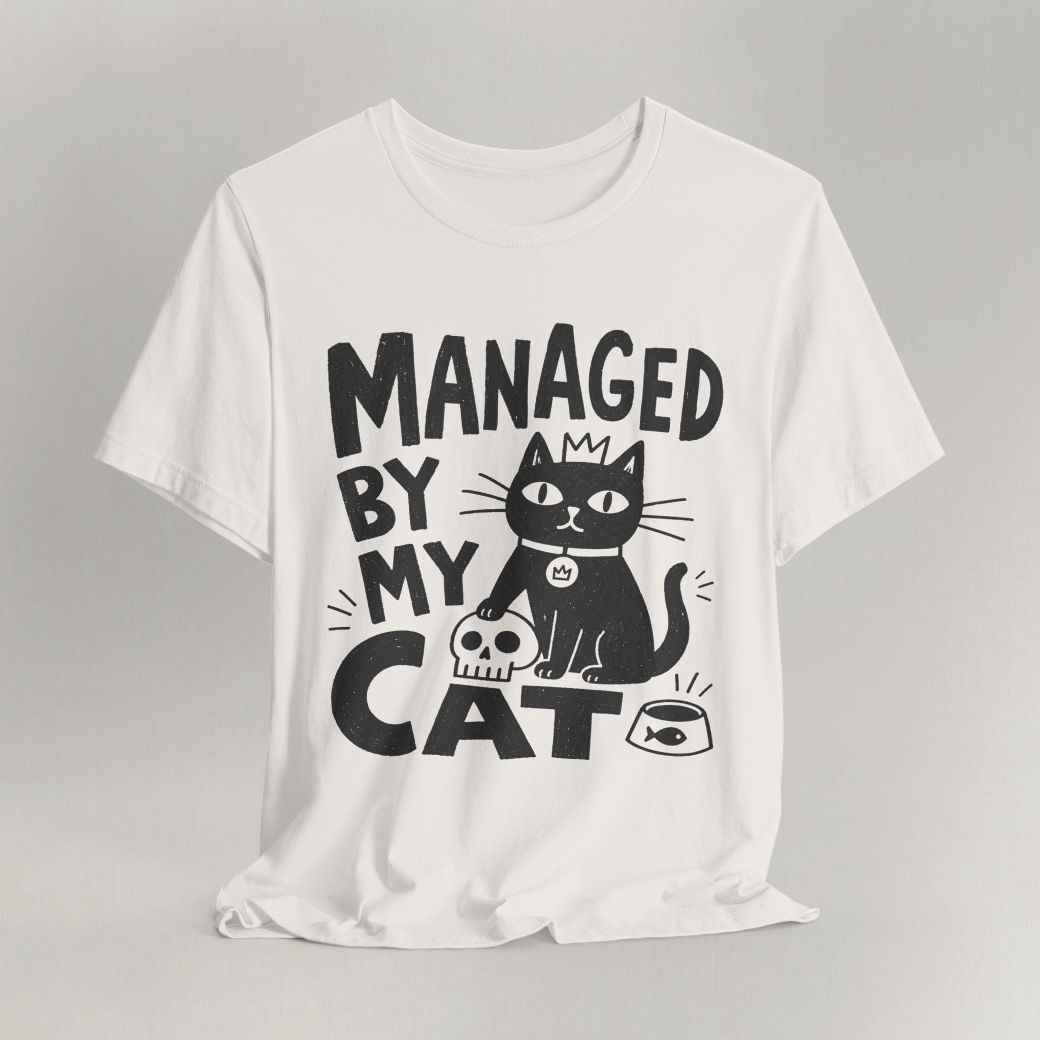 Managed By My Cat vintage white funny cat t shirt from Furalo