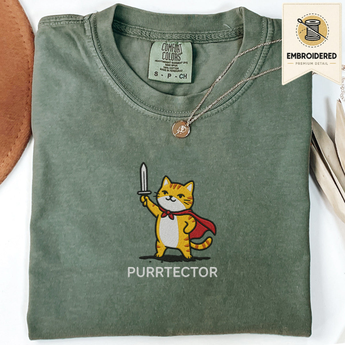 Purrtector embroidered cat t shirt from the Furalo Cat Command collection