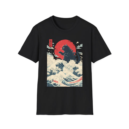 Catzilla Japanese Wave Retro Cat T-Shirt