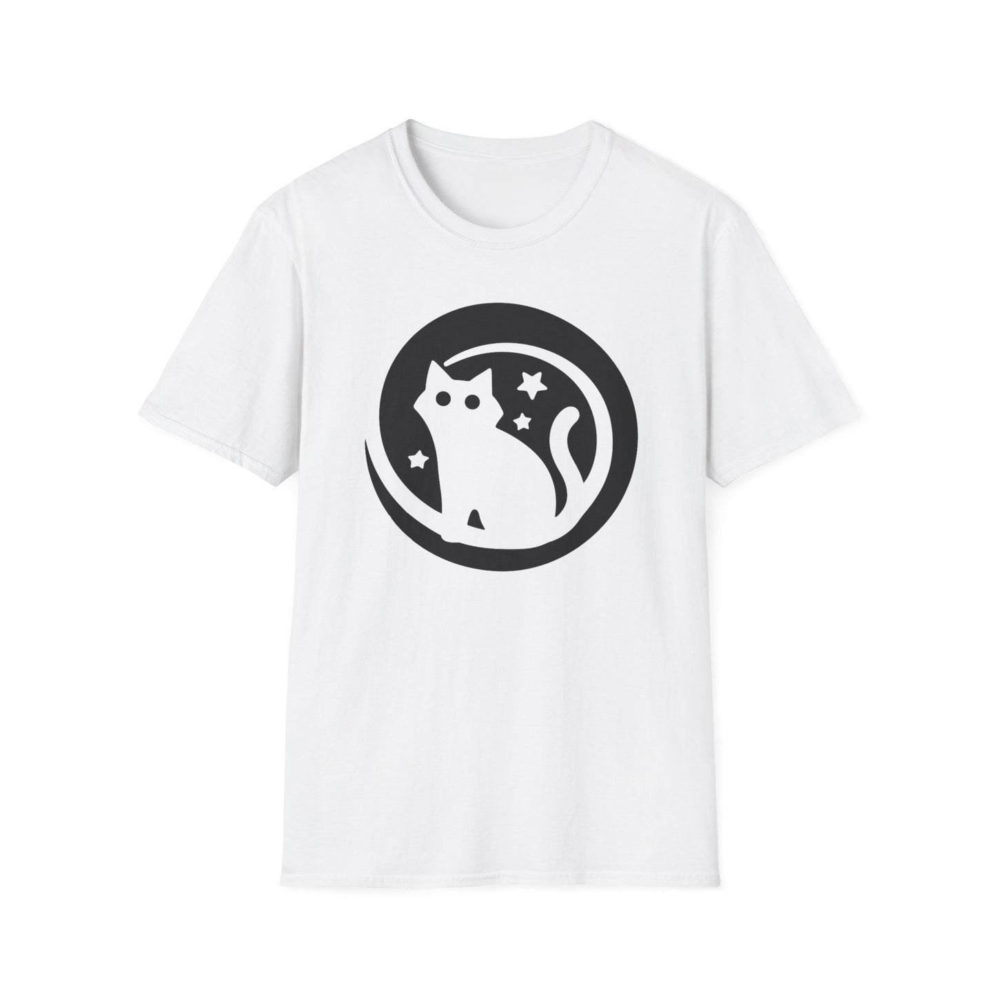 Minimalist Black Cat Moon Badge T-Shirt