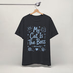 Close-up of The Boss Obviously print on vintage black unisex t-shirt