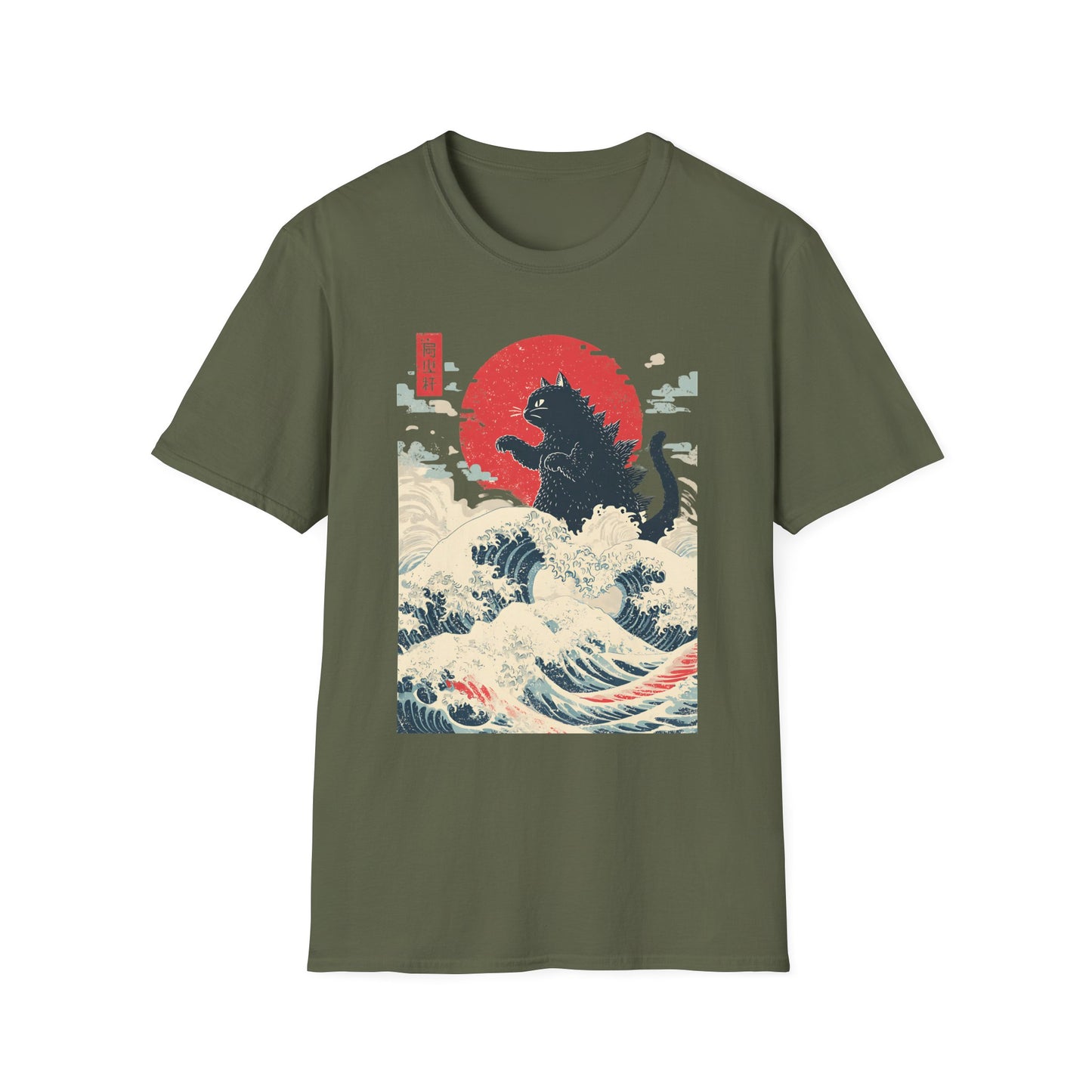 Catzilla Japanese Wave Retro Cat T-Shirt