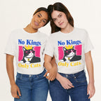 Styled flat lay of vintage white No Kings Only Cats cat graphic tee