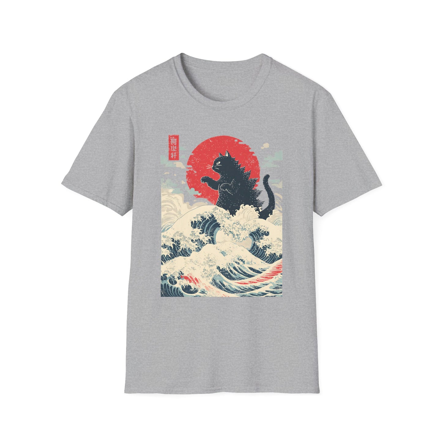 Catzilla Japanese Wave Retro Cat T-Shirt
