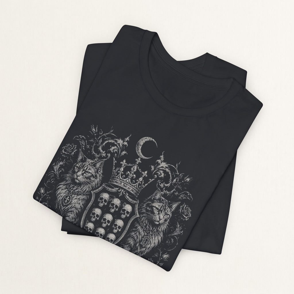Folded vintage black House of Nine Lives gothic cat t-shirt