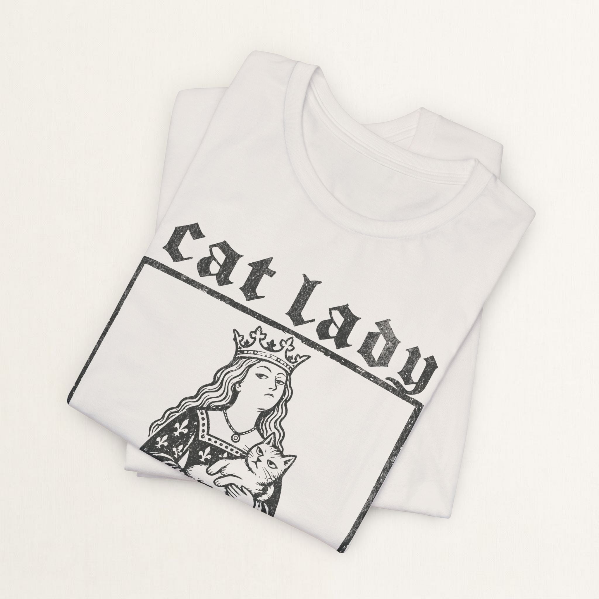 Folded vintage white Cat Lady of the Realm cat t-shirt
