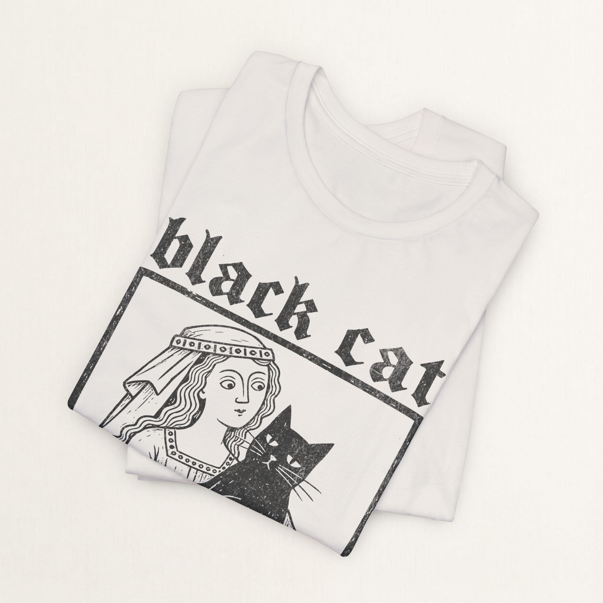 Folded vintage white Black Cat Mother cat t-shirt