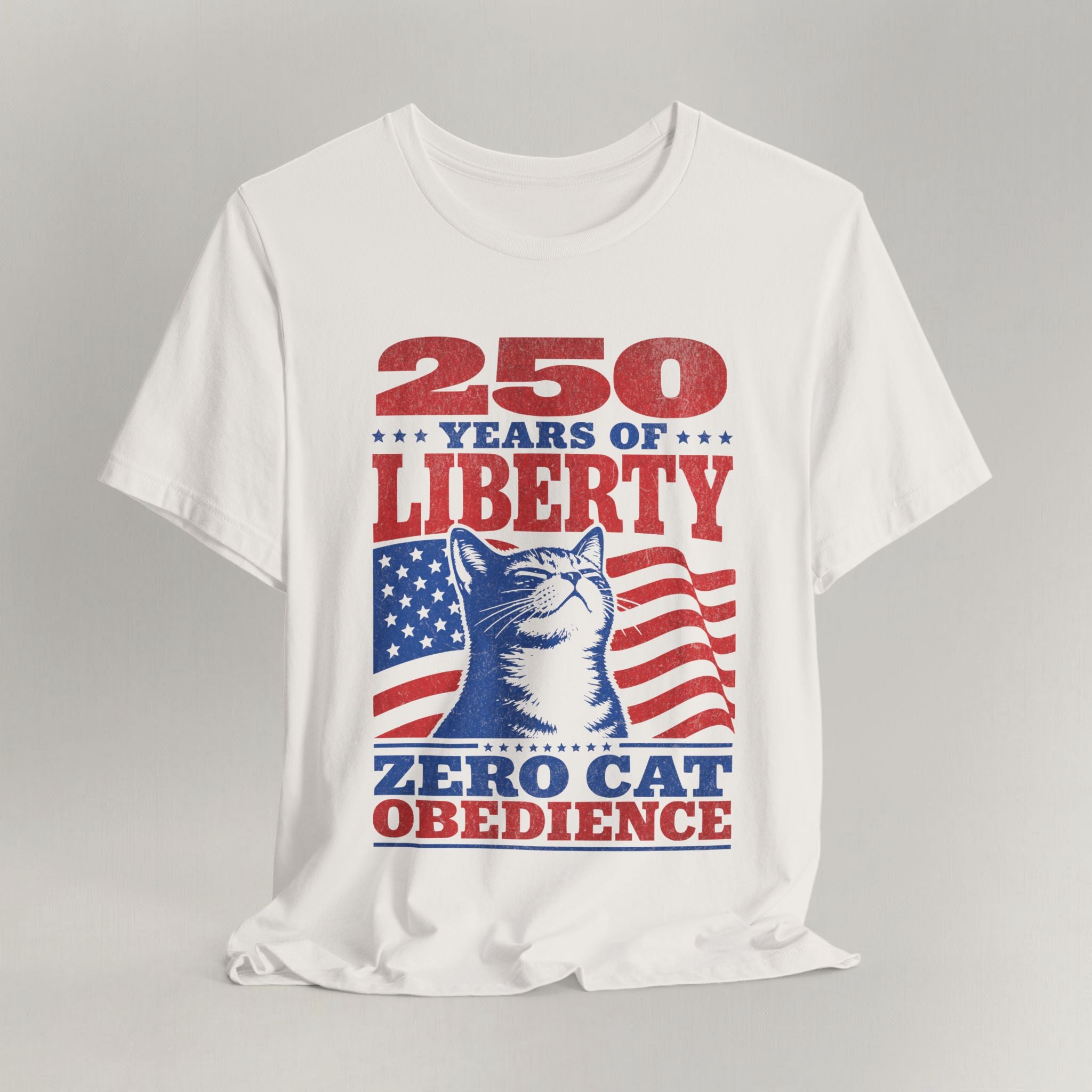 Vintage white 250 Years Of Liberty t-shirt with American flag print shown laid flat