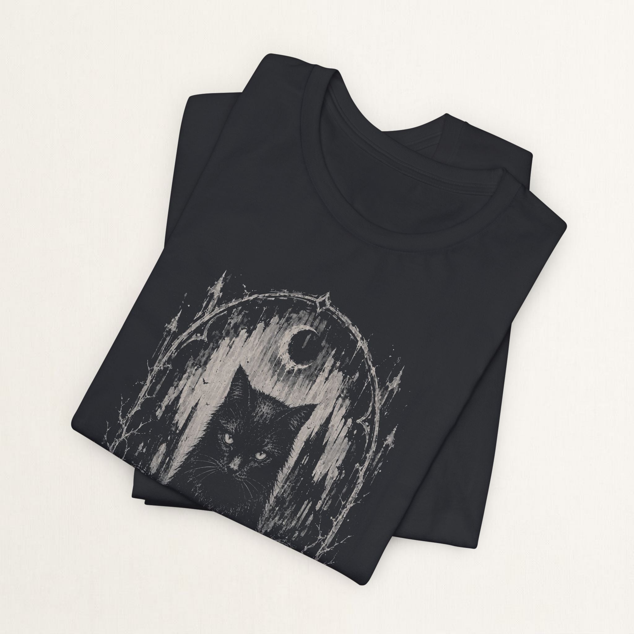 Folded vintage black Loyalty to None gothic cat t-shirt