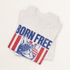 Back view of vintage white Born Free cat t-shirt on model