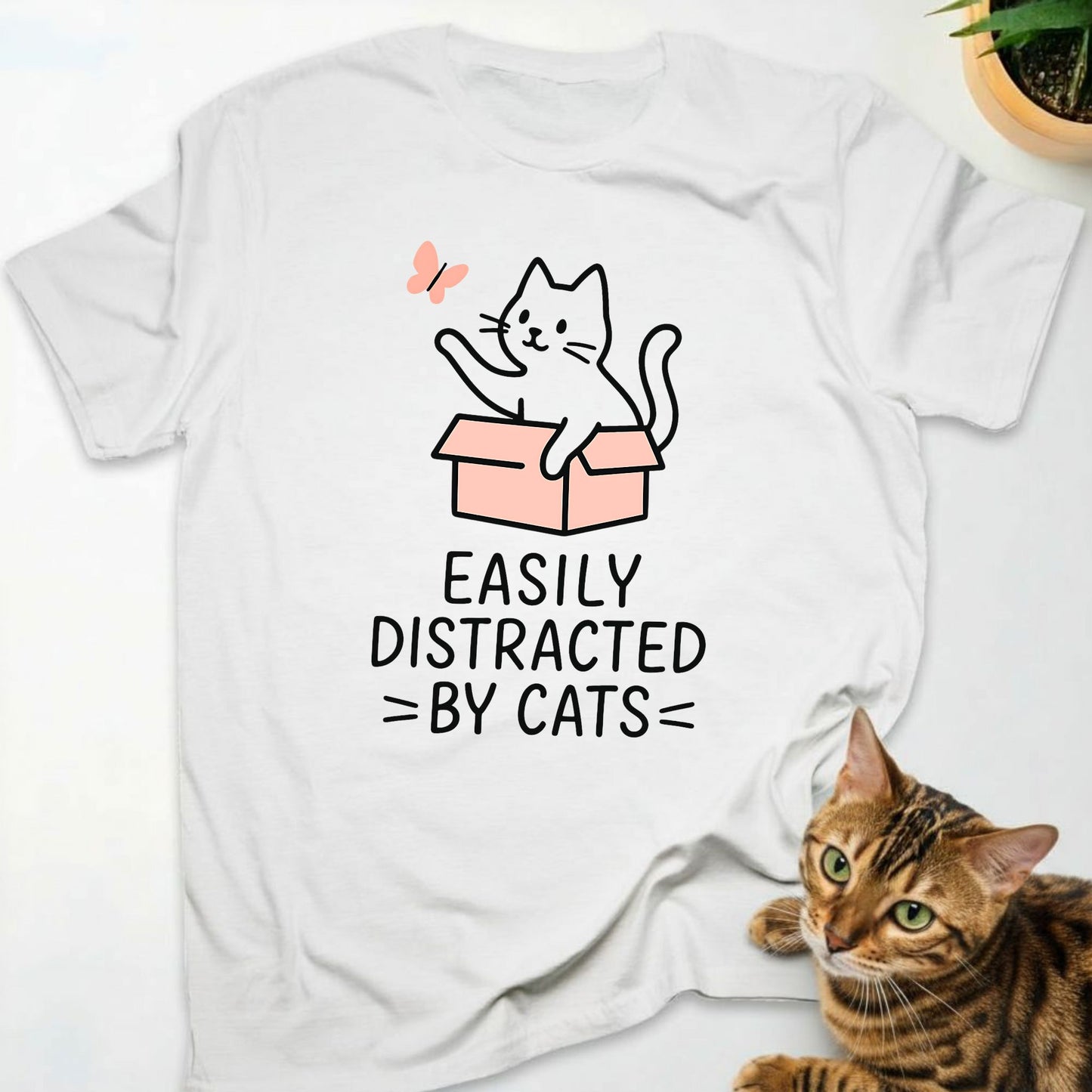 Easily Distracted by Cats Box T-Shirt