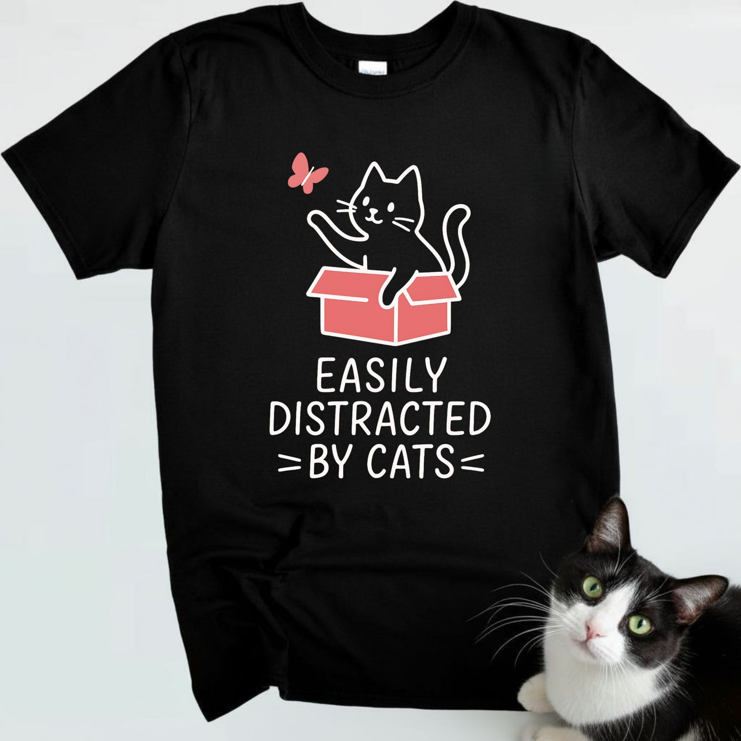 Easily Distracted by Cats Box T-Shirt