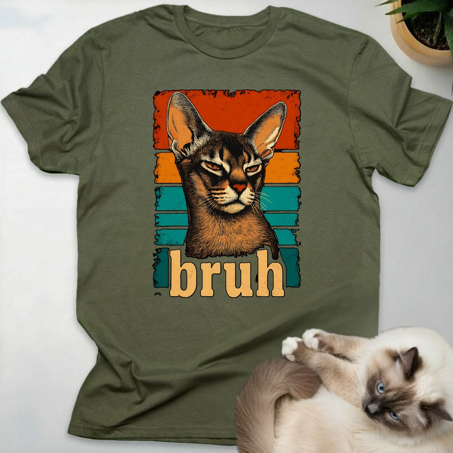 Bruh Abyssinian Cat Retro T-Shirt