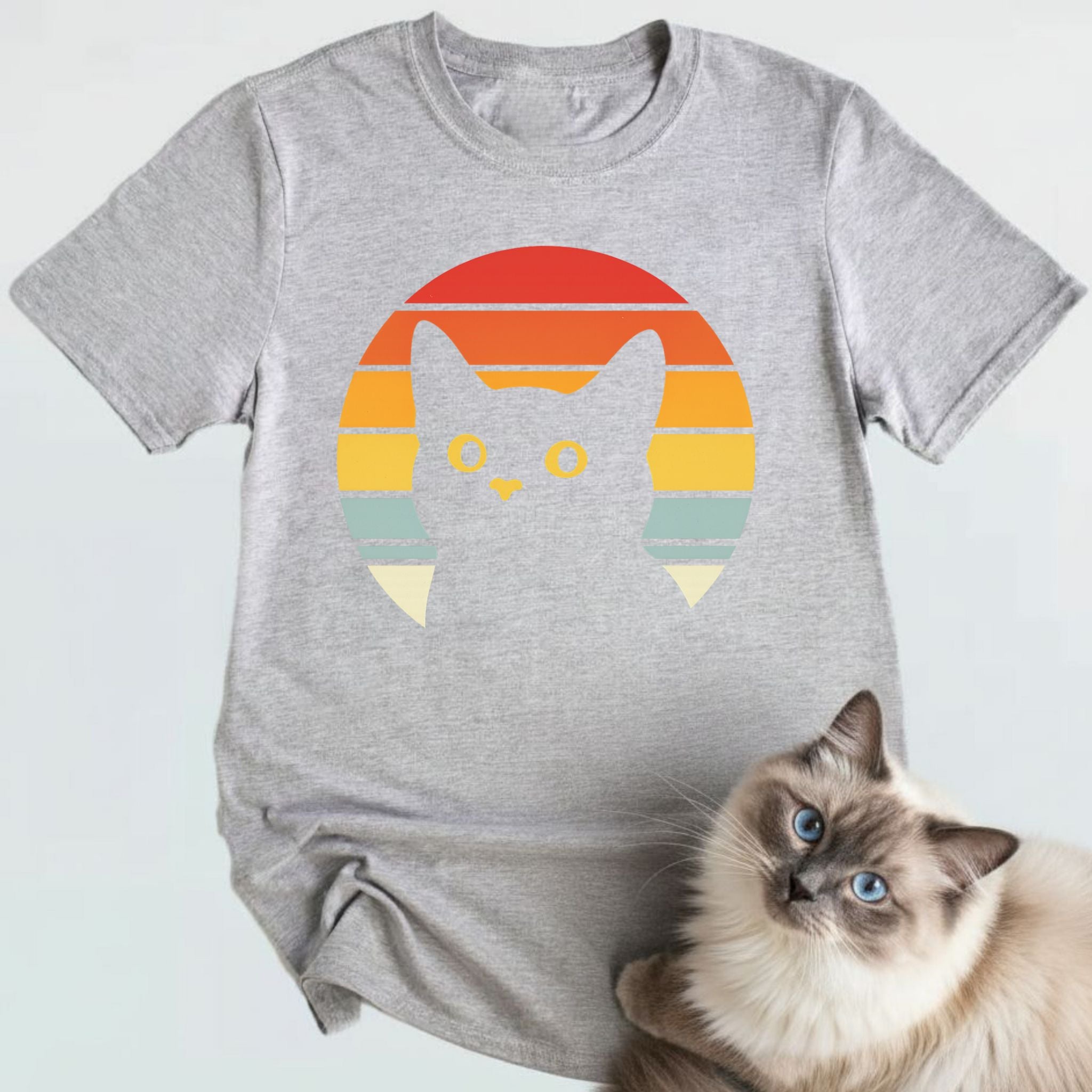 Retro Black Cat Sunset T-Shirt