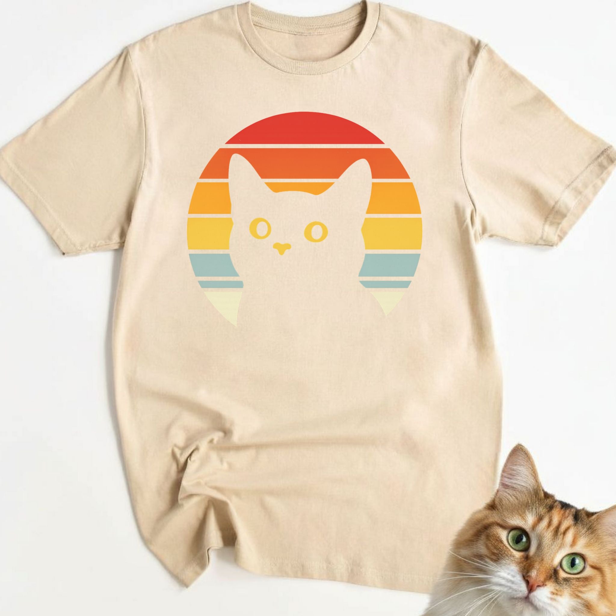Retro Black Cat Sunset T-Shirt