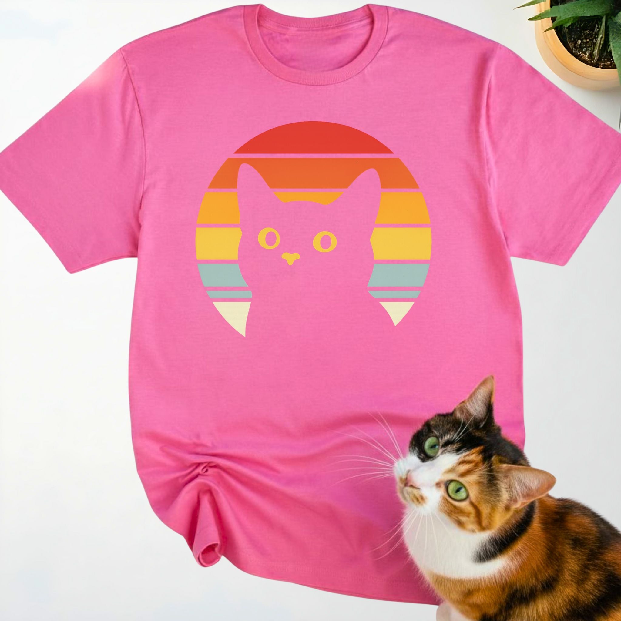 Retro Black Cat Sunset T-Shirt