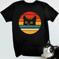 Retro Sunset Cat Face T-Shirt