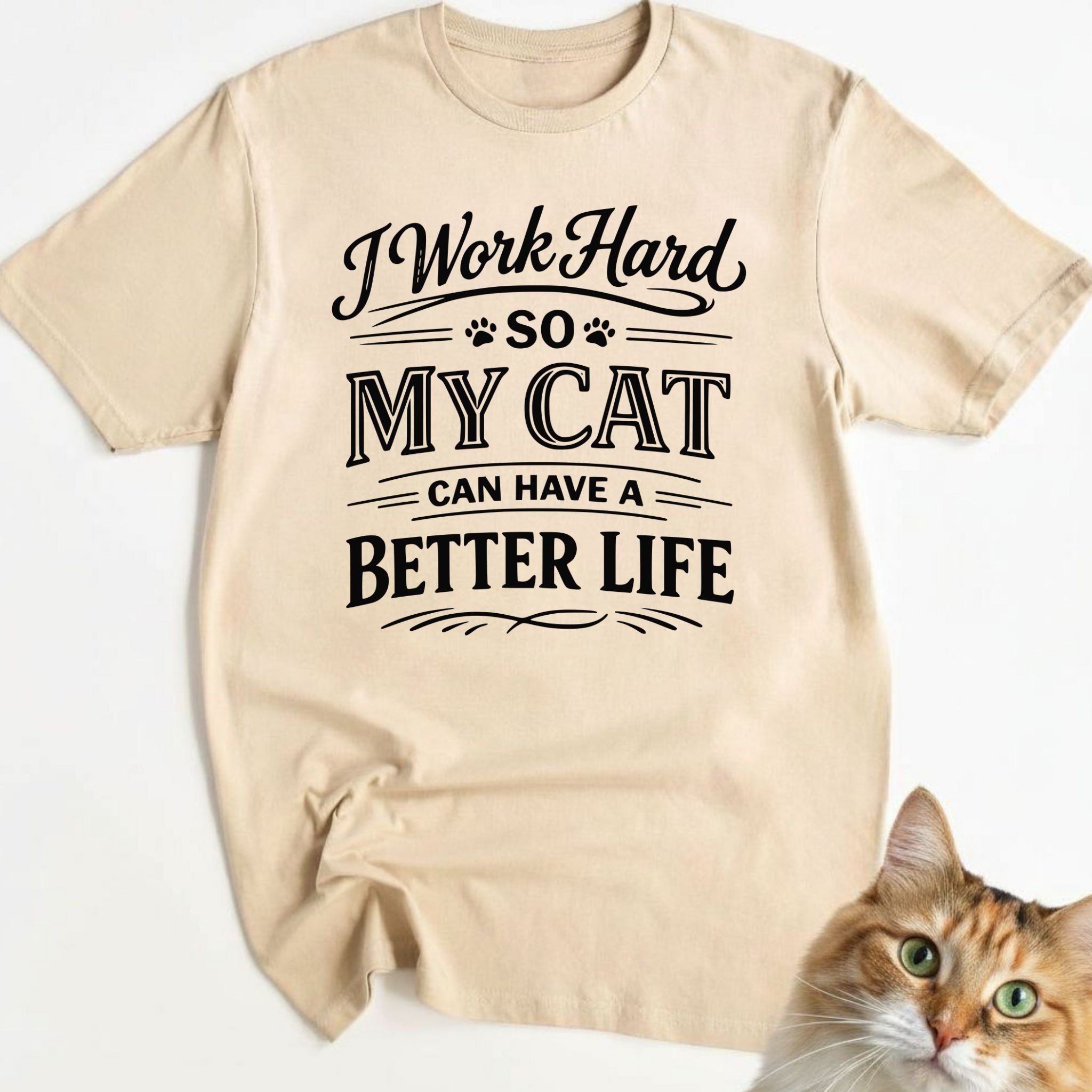 I work hard so my cat can have a better life
