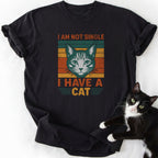 Black I Am Not Single cat graphic tee with orange stripes and text