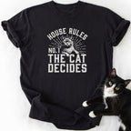 Black relaxed fit cat lover t-shirt with The Cat Decides graphic print