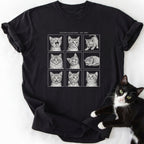 Black Kitten Collection 1996 Grid T-Shirt with cat illustration