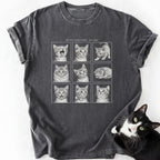 Dark gray heathered Kitten Collection 1996 Grid T-Shirt with cat
