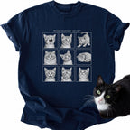 Navy blue Kitten Collection 1996 Grid T-Shirt with cat illustration