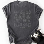 Tiny Chaos Club Kittens slate gray garment-dyed cotton tee with cat graphic print