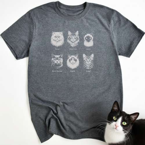 Antique Cat Breed Reference Plate T-Shirt
