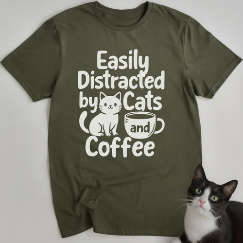 Distracted By Cats And Coffee T-Shirt