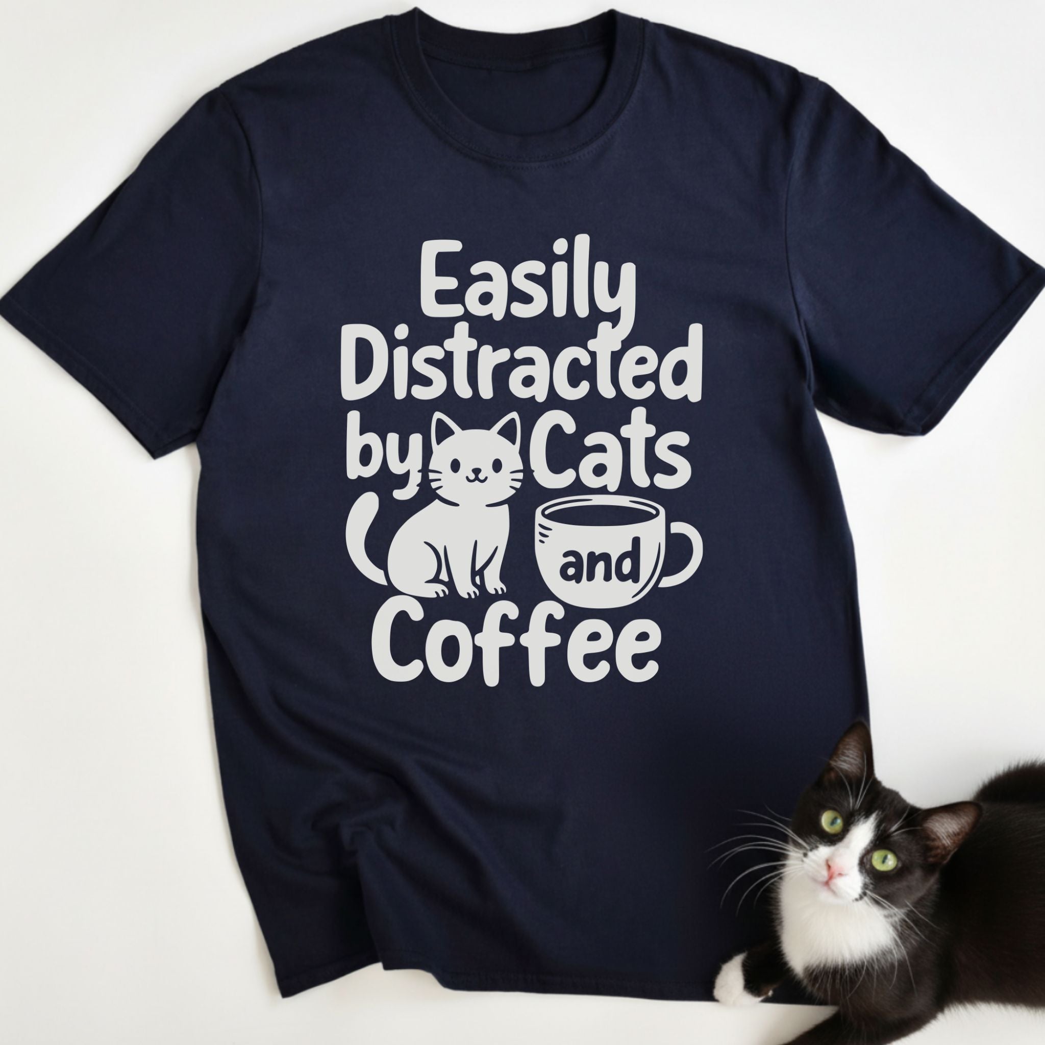 Distracted By Cats And Coffee T-Shirt