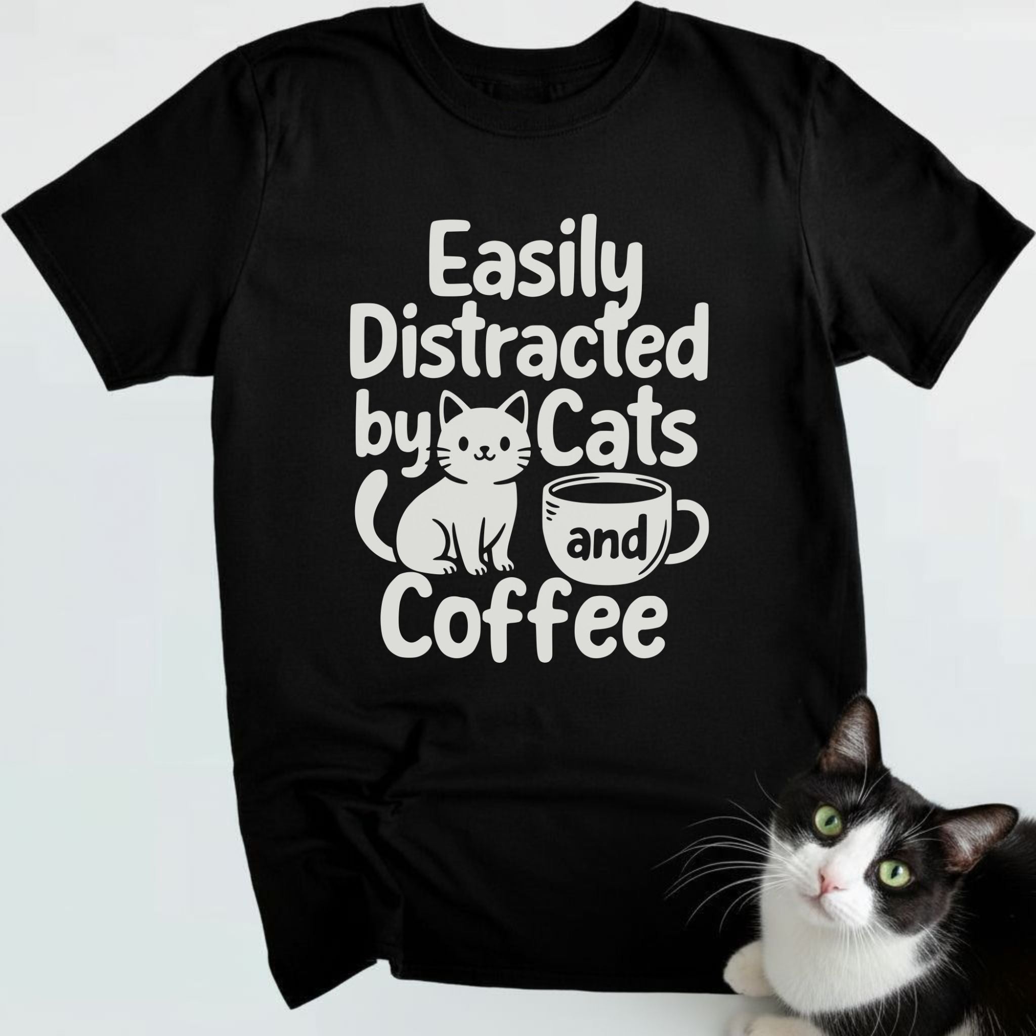 Distracted By Cats And Coffee T-Shirt