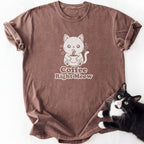 Brown Coffee Right Meow cat mom short sleeve crew neck t-shirt
