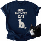 Navy blue Just One More Cat crew neck shirt with cracked texture design