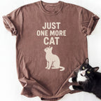 Brown heathered Just One More Cat t-shirt with vintage cat print