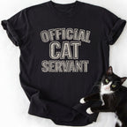 Black cat dad graphic tee with relaxed fit and double-needle stitching detail