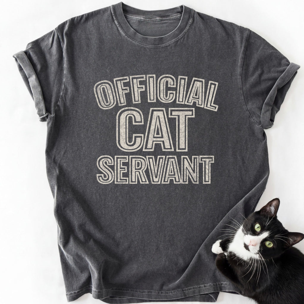 Dark gray heathered cat lover graphic tee with crew neck and soft-washed fabric