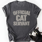 Dark gray heathered cat lover graphic tee with crew neck and soft-washed fabric