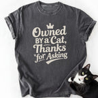 Dark gray heathered cat lover t-shirt with soft-washed texture