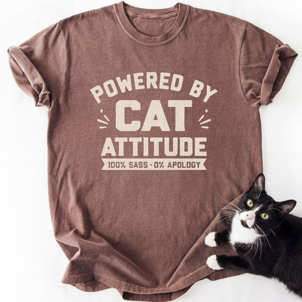 Brown comfort colors cat dad shirt with humorous paw print design