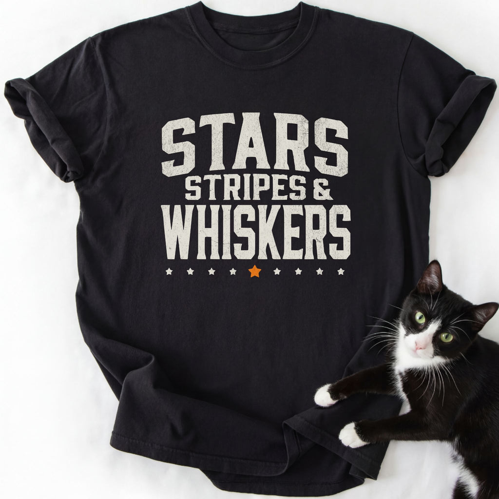 Black Stars Stripes Whiskers distressed graphic tee