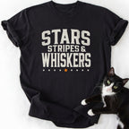 Black Stars Stripes Whiskers distressed graphic tee