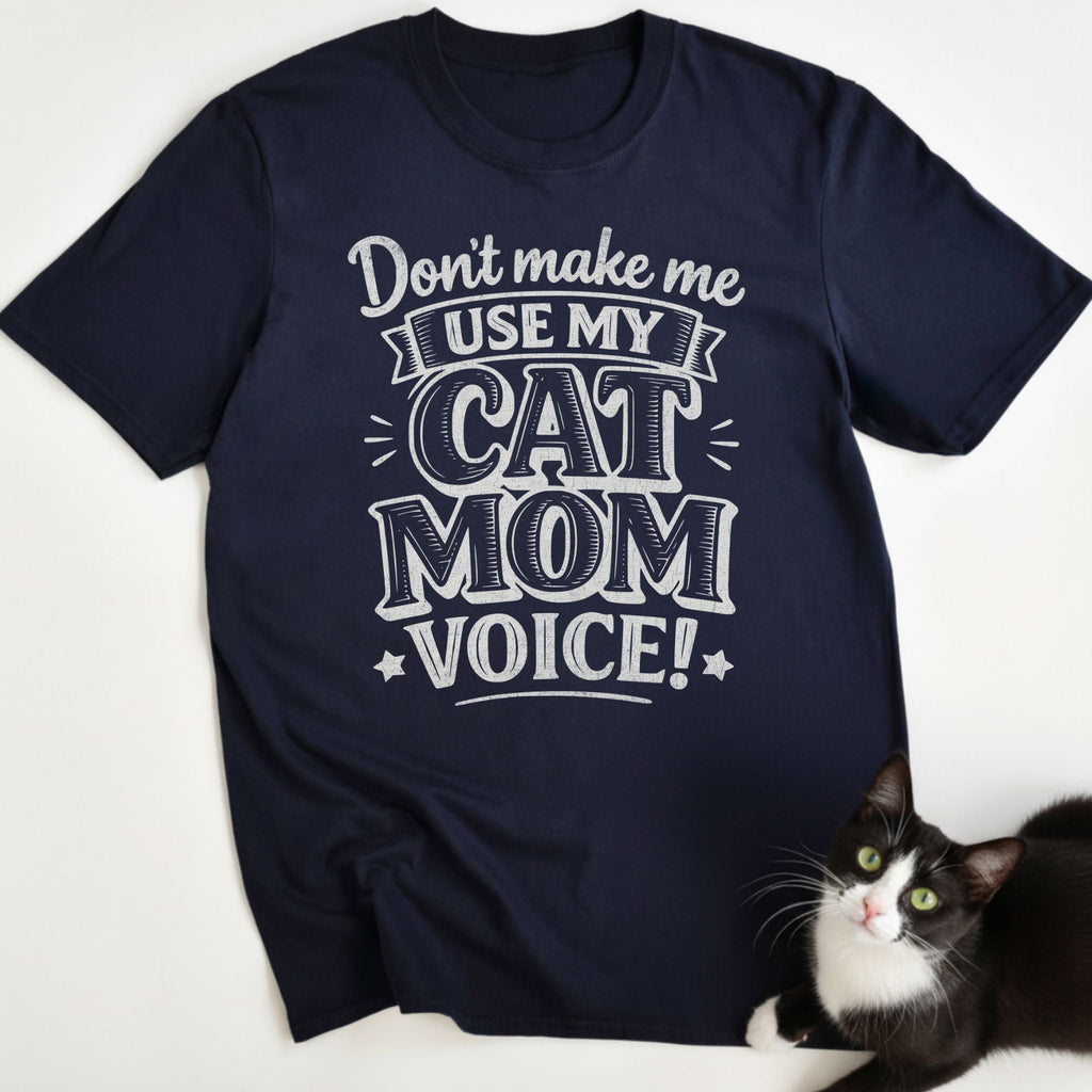 Military green cat mom graphic tee with cat mom voice print — cat lover shirt everyday wear