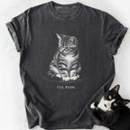 Dark gray garment-dyed t-shirt featuring 'I'll Pass' cat meme design