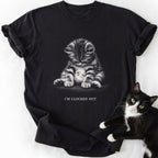 Black comfort colors t-shirt featuring 'I'm Clocked Out' cat lover design