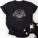Black I'm Doing Nothing cat graphic tee with tabby kitten design