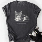 Dark gray heathered I'm Taking A Break cat t-shirt soft-washed