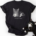 Black I'm Taking A Break cat graphic tee with tabby illustration