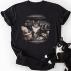 Black 'I'm Here For The Snacks' cat lover graphic tee